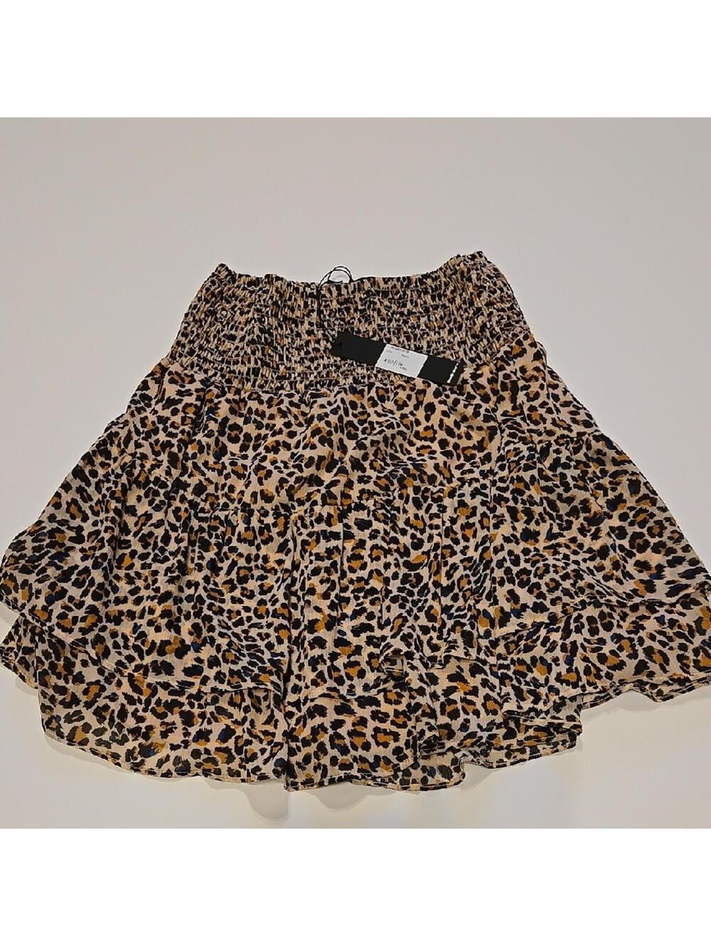 REVOLVE Krisa Leopard Print Mini Skater Skirt with Smocked Tiered Size XS New - Picture 5 of 7